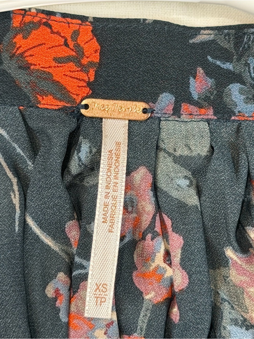 Free People Charcoal Floral Smocked Tunic with Red Accents - Picture 4 of 8